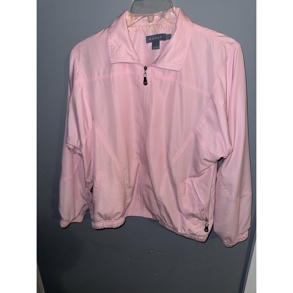 VTG. Koret Sport‎ Women's Zipper Full Mock Neck Windbreaker Jacket pink small